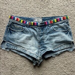 Free People Denim Shorts with Colorful embroidery